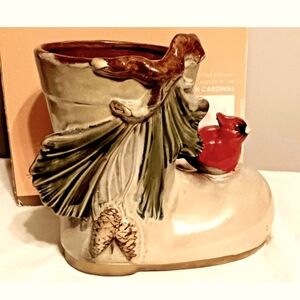 Kirkland's Woodland Collection Ceramic Boot with Red Cardinal Bird - New in Box